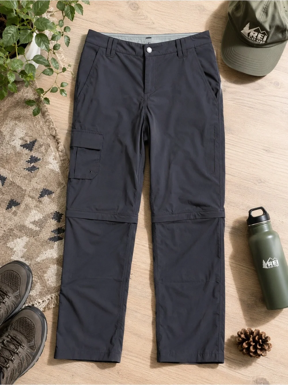 REI Boys 10-12 Convertible Zip Off Hiking Cargo Pants Black